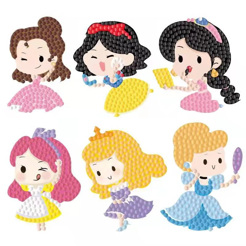 5D Diamond Painting Sticker Easy for Kids Disney Princess Diamond Art Diamond Mosaic Stickers Paint by Numbers Kits for Children
