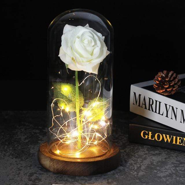 Artificial & Dried Flowers DIYOS™ Enchanted Sparkly Rose Deep White - DiyosWorld