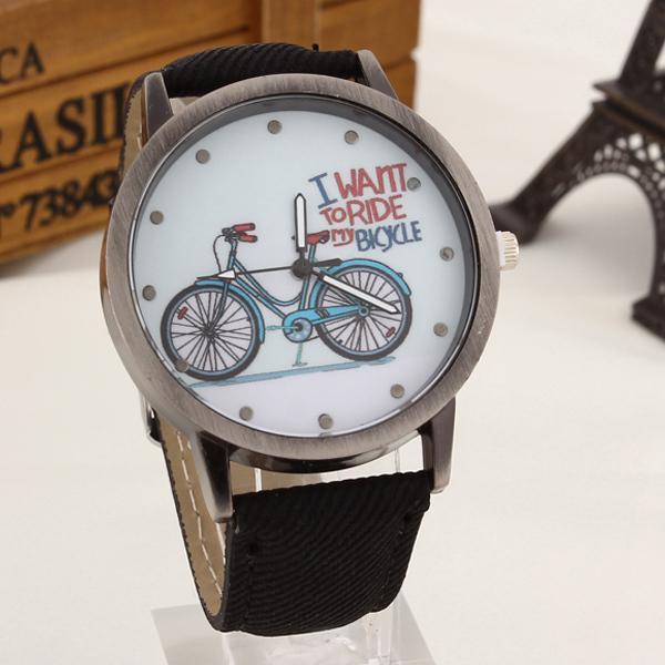 Bicycle Pattern Wristwatch Black - DiyosWorld