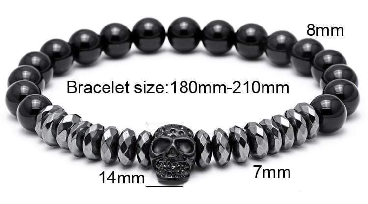 Black Titanium Steel Skull and Metal Crown Bracelet - DiyosWorld