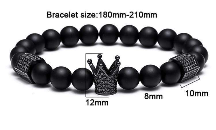 Black Titanium Steel Skull and Metal Crown Bracelet - DiyosWorld