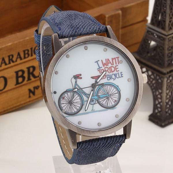 Bicycle Pattern Wristwatch Blue - DiyosWorld