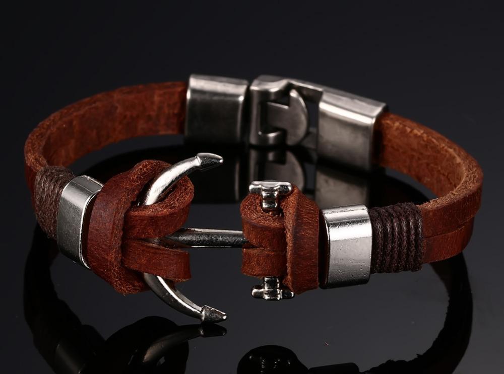Brown Leather Anchor Bracelet - DiyosWorld