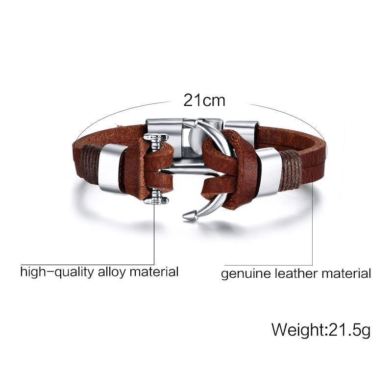 Brown Leather Anchor Bracelet - DiyosWorld