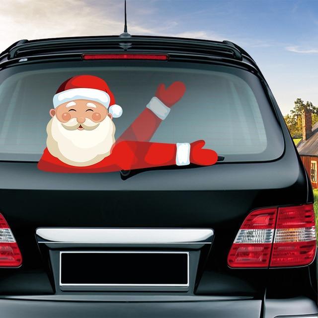Car Stickers Waving Santa Windshield Wiper Beard Santa Claus - DiyosWorld