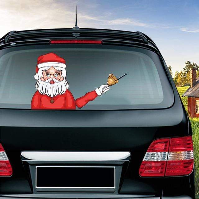 Car Stickers Waving Santa Windshield Wiper Bell Santa Claus - DiyosWorld