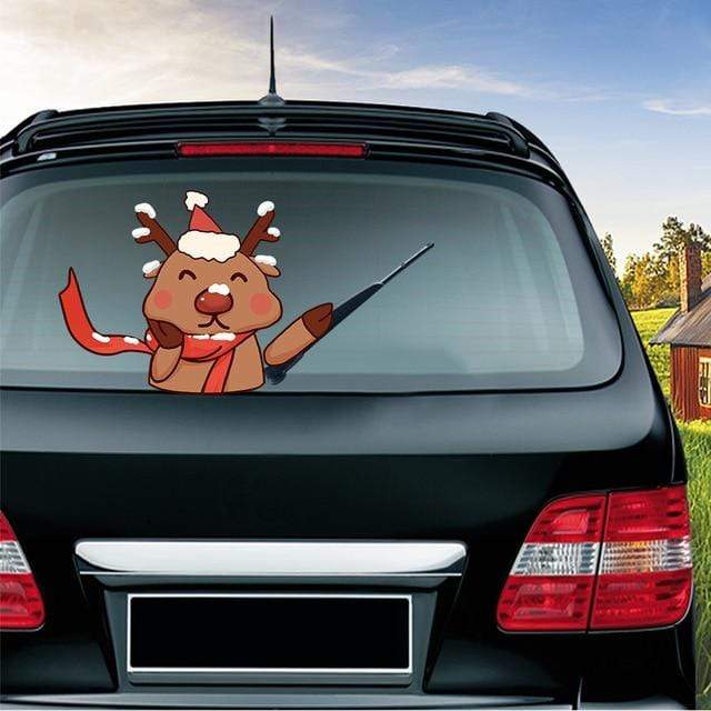Car Stickers Waving Santa Windshield Wiper Cute Elk - DiyosWorld