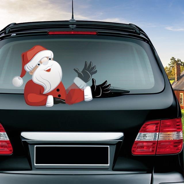 Car Stickers Waving Santa Windshield Wiper Santa Claus Gloves - DiyosWorld