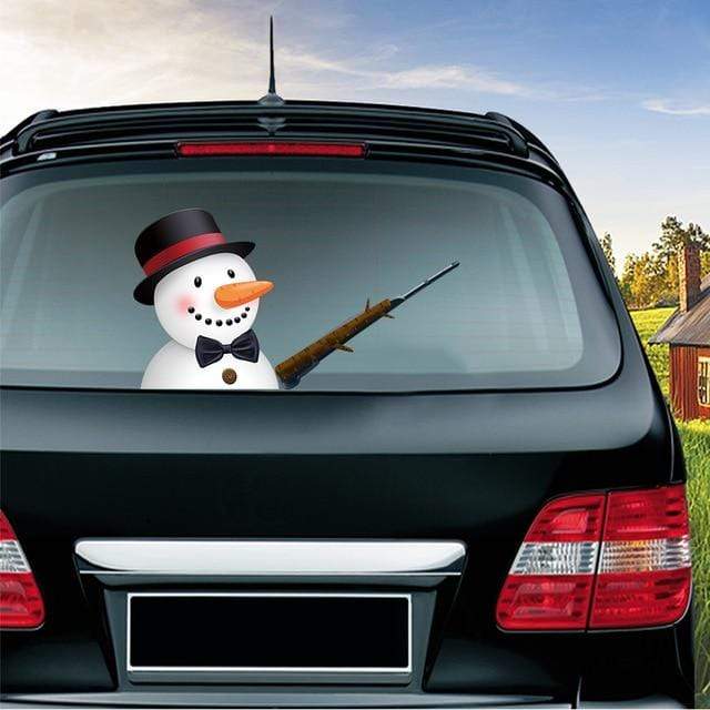 Car Stickers Waving Santa Windshield Wiper Snowman with Branch - DiyosWorld