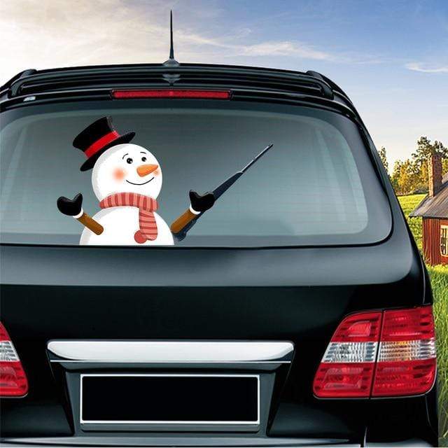 Car Stickers Waving Santa Windshield Wiper Snowman with Gloves - DiyosWorld