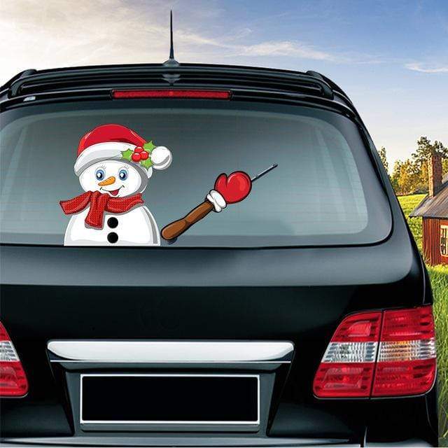 Car Stickers Waving Santa Windshield Wiper Snowman with Scarf - DiyosWorld