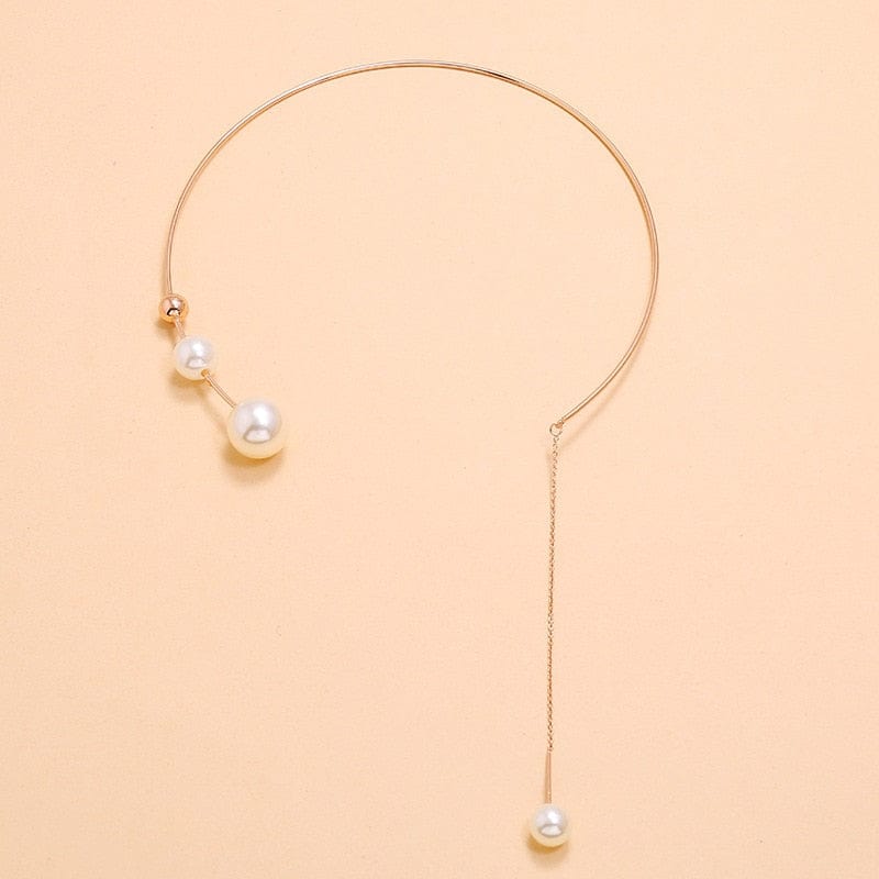 Chain Necklaces Elegant Big White Imitation Pearl Choker necklace - DiyosWorld