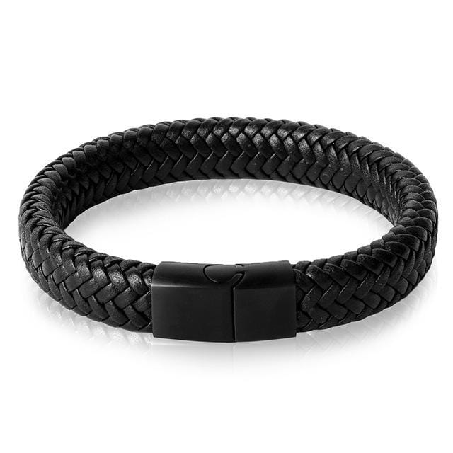 Charm Bracelets Black/Brown Braided Leather Bracelet Black / 18.5cm - DiyosWorld