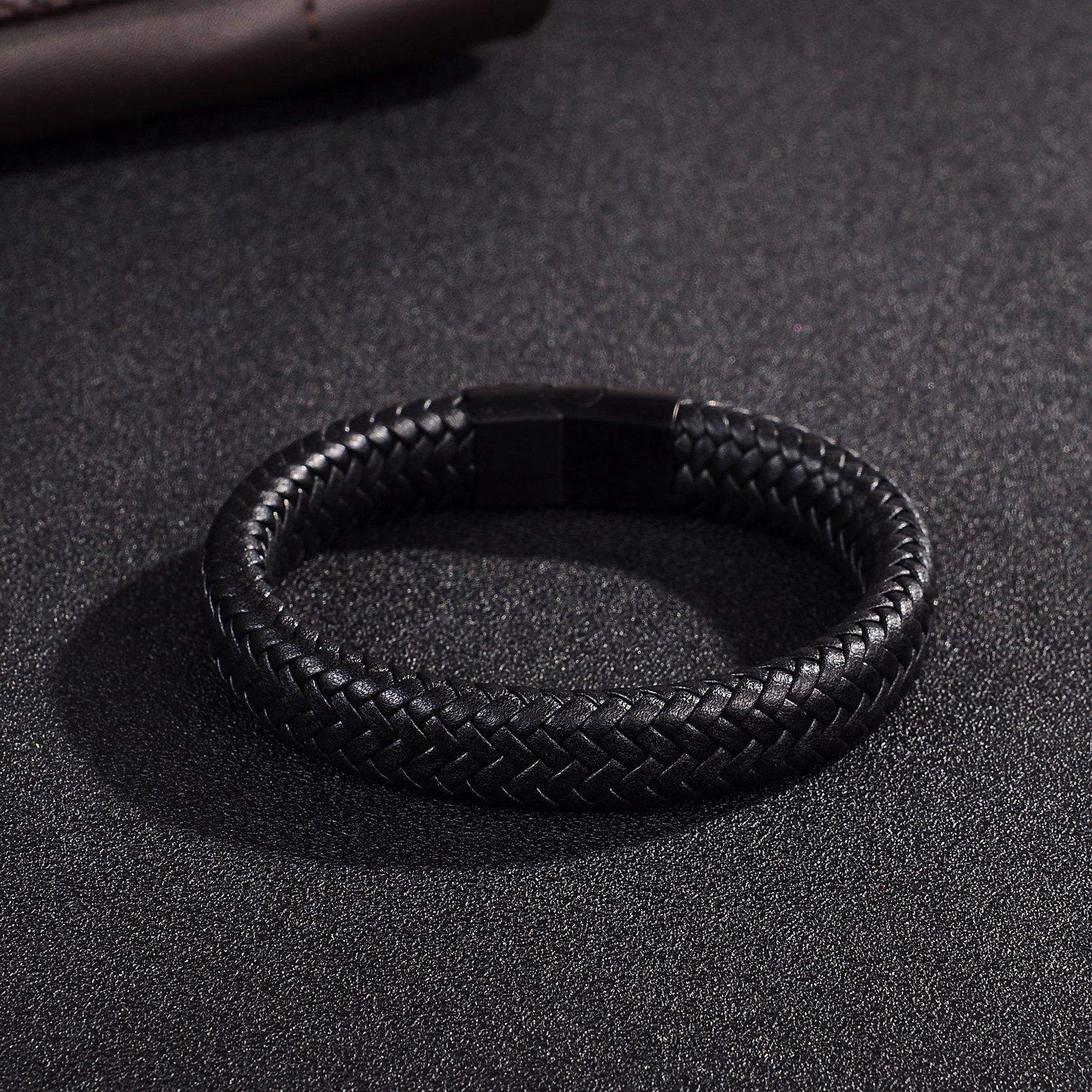 Charm Bracelets Black/Brown Braided Leather Bracelet - DiyosWorld