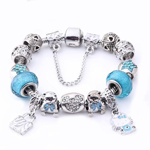 Charm Bracelets Cute Cat-Owl-Bear Charms Bracelet Blue / 16CM - DiyosWorld