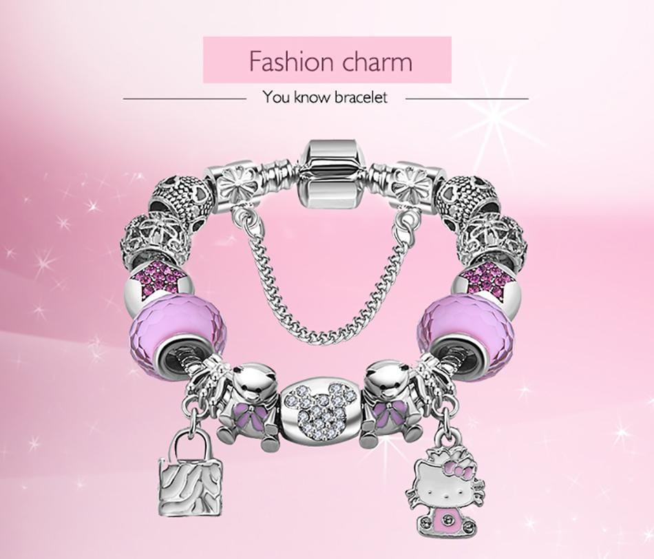 Charm Bracelets Cute Cat-Owl-Bear Charms Bracelet - DiyosWorld