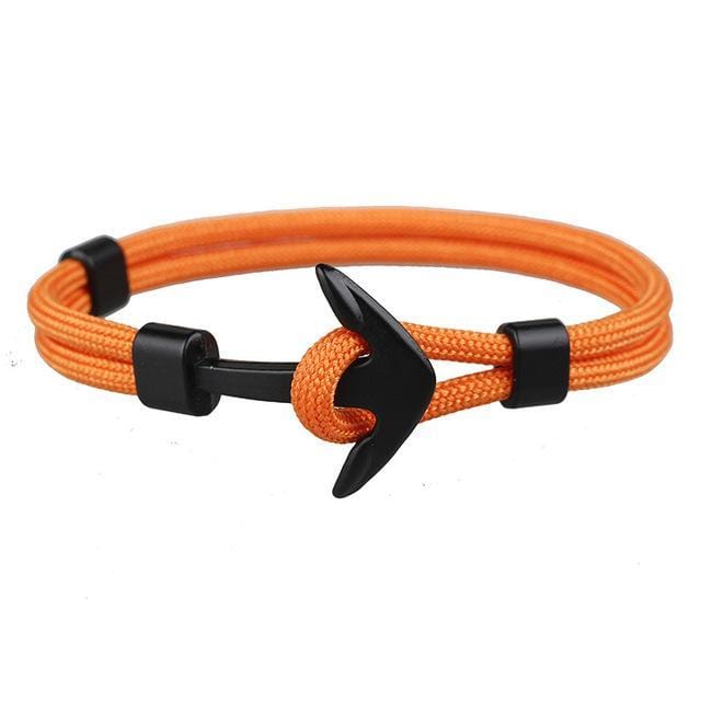 Charm Bracelets Black Anchor Survival Rope Chain Bracelet Orange - DiyosWorld