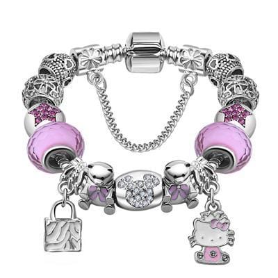 Charm Bracelets Cute Cat-Owl-Bear Charms Bracelet Pink / 16CM - DiyosWorld
