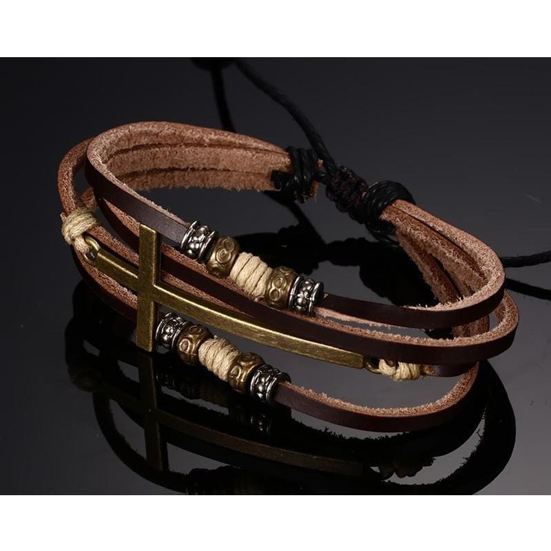 Charm Bracelets Real Leather Cross Bracelet - DiyosWorld