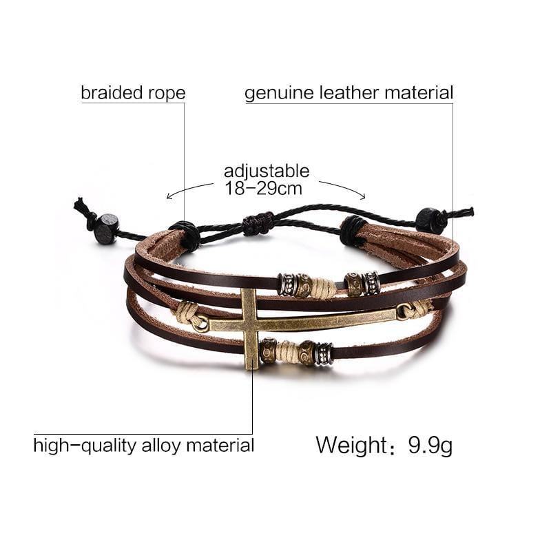 Charm Bracelets Real Leather Cross Bracelet - DiyosWorld