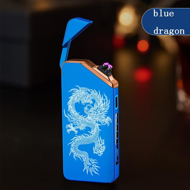 Cigarette Accessories WIND PROOF Dual ARC Electric Lighter (USB Rechargeable) Dragon Blue - DiyosWorld