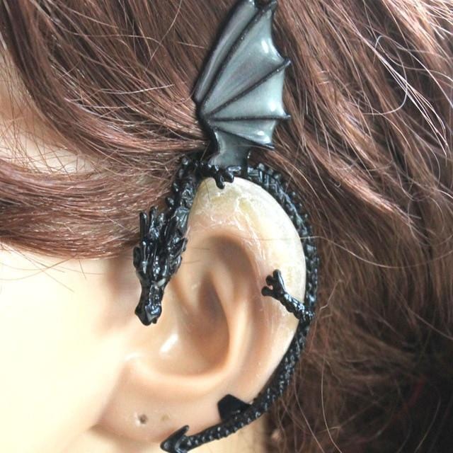 Clip Earrings Earrings Dragon Stud Earrings YGE04 black plated - DiyosWorld