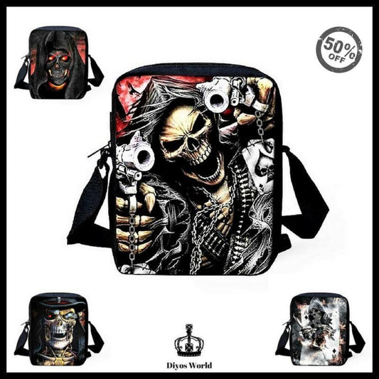 Crossbody Bags Punk Skull Head Cross body Travel Shoulder bag - DiyosWorld