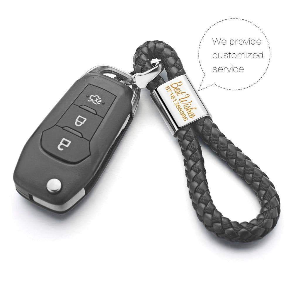 Custom Lettering Woven Leather Keychain - DiyosWorld