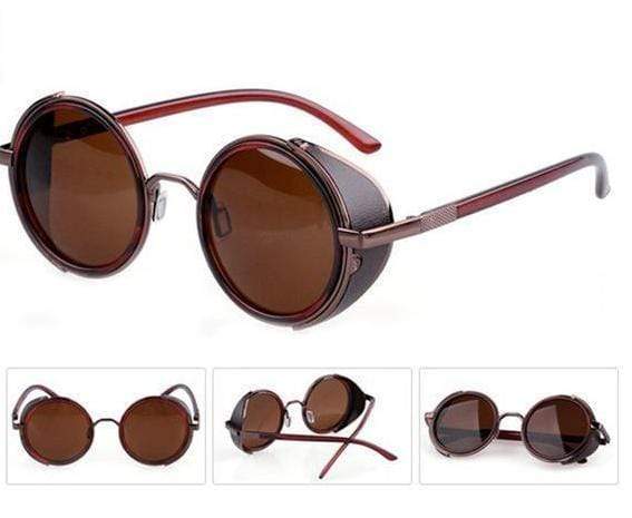 Vintage Round Sunglasses Dark Brown - DiyosWorld