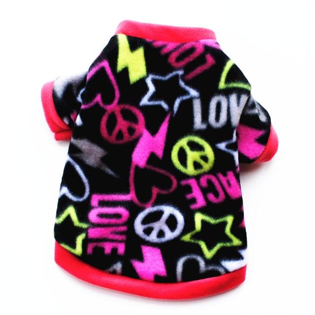 Dog Coats & Jackets DIYOS™ Warm Fleece Dog Sweater Love & Peace Black / XS - DiyosWorld
