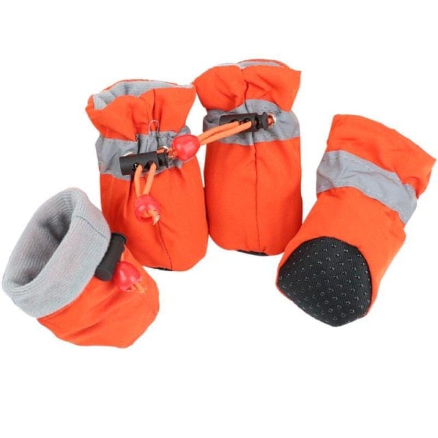 Dog Shoes Winter Dog Boots | Extra Warm & Anti-Slip 4 Piece Set Orange / 1 - DiyosWorld