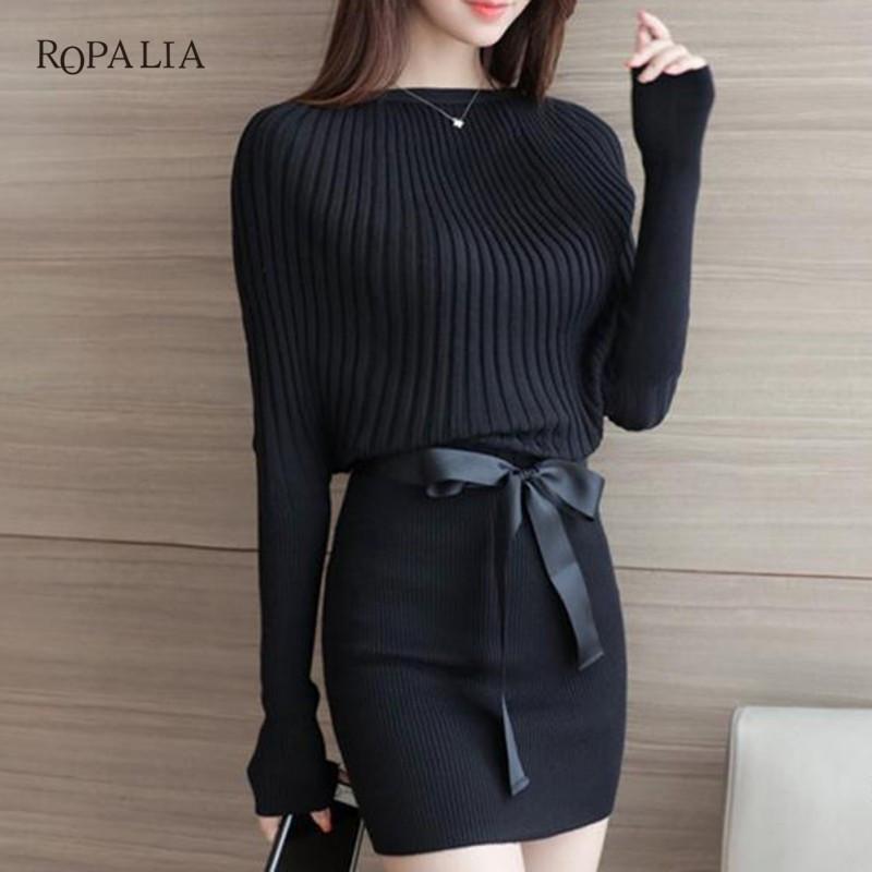 Dresses Bodycon Sweater Dress Black / One Size - DiyosWorld