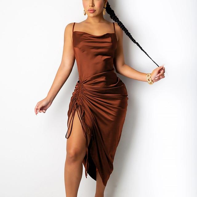 Dresses Lace-Up Bodycon Dress Brown / XS - DiyosWorld