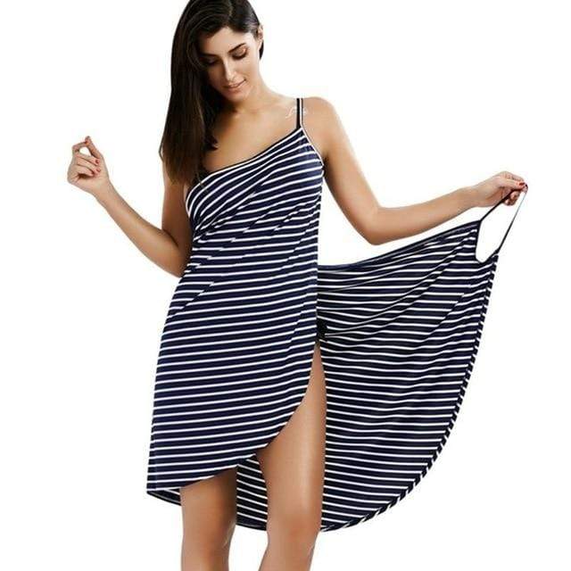 Dresses Diyos™ Wrap Dress Bikini Bathing Suit dark blue strips / 5XL - DiyosWorld