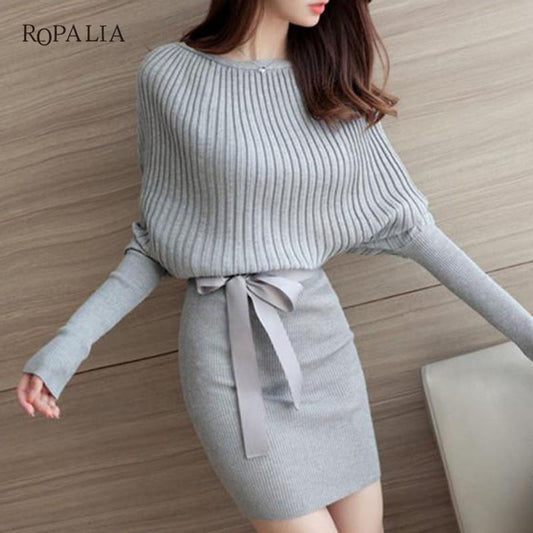 Dresses Bodycon Sweater Dress Gray / One Size - DiyosWorld