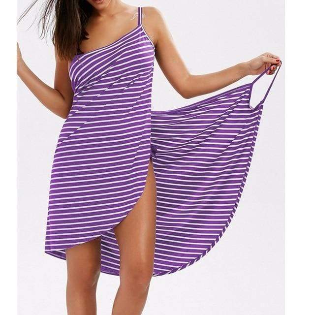 Dresses Diyos™ Wrap Dress Bikini Bathing Suit purple strips / 5XL - DiyosWorld