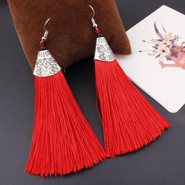 Drop Earrings Bohemian Crystal Dangle Tassel Earrings red 3 - DiyosWorld