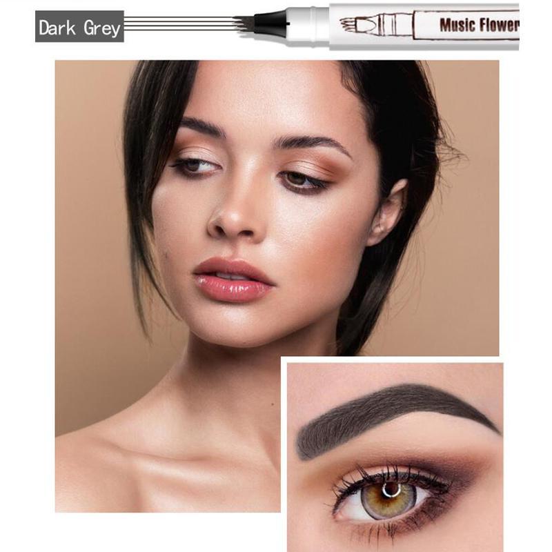 Eyebrow Enhancers 4 Point Unique Eyebrow Pen Dark Grey-4 head - DiyosWorld