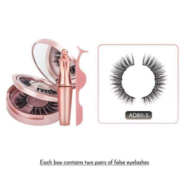 False Eyelashes 3D Magnetic Eyelashes & Eyeliner Kit [2 PAIRS] AD811 Eyelashes Kit - DiyosWorld