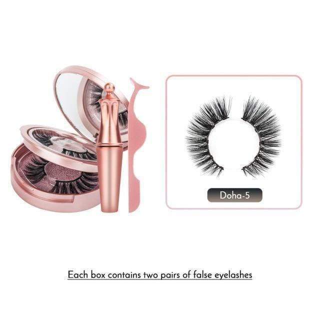 False Eyelashes 3D Magnetic Eyelashes & Eyeliner Kit [2 PAIRS] Doha Eyelashes Kit - DiyosWorld
