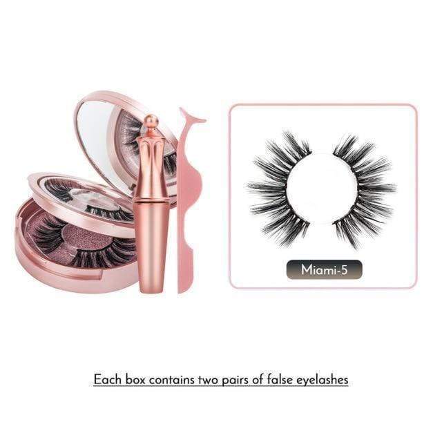 False Eyelashes 3D Magnetic Eyelashes & Eyeliner Kit [2 PAIRS] Miami Eyelashes Kit - DiyosWorld