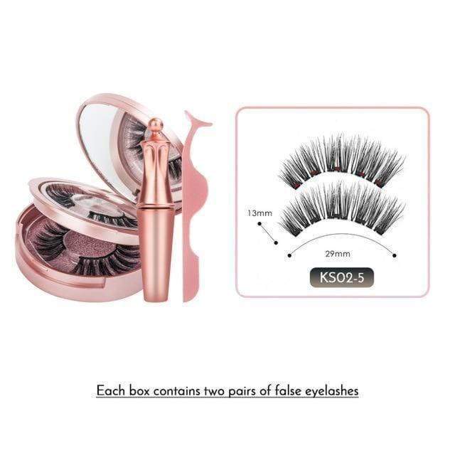 False Eyelashes 3D Magnetic Eyelashes & Eyeliner Kit [2 PAIRS] KS02 Eyelashes Kit - DiyosWorld