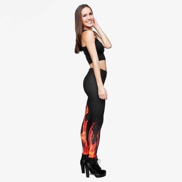 Fire Flame/Piano/Queen Of Hearts Printed Leggings - DiyosWorld