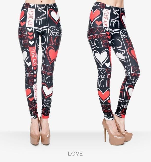 Fire Flame/Piano/Queen Of Hearts Printed Leggings - DiyosWorld