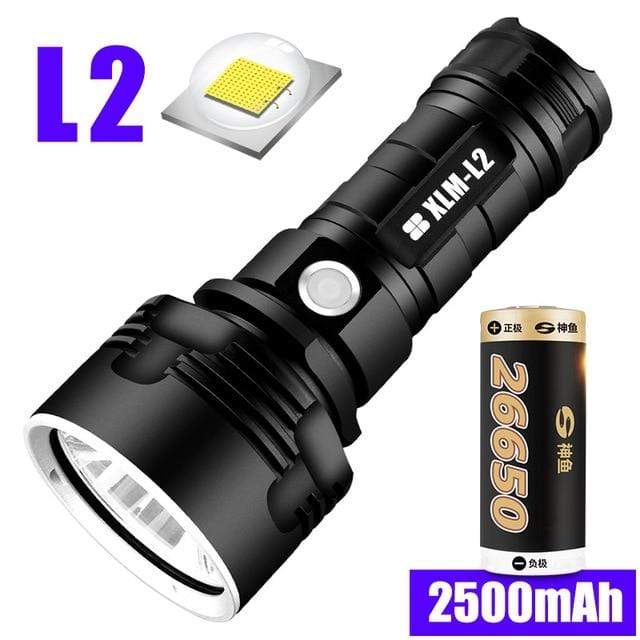 Flashlights & Torches Super Powerful Rechargeable LED Flashlight Tactical Torch L2 2500mAh battery - DiyosWorld