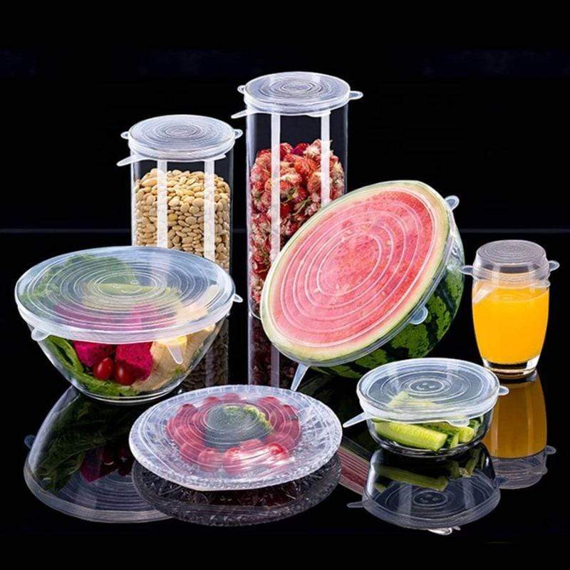 Food Covers STRETCH & SEAL Silicone Lids 6pcs Clear - DiyosWorld