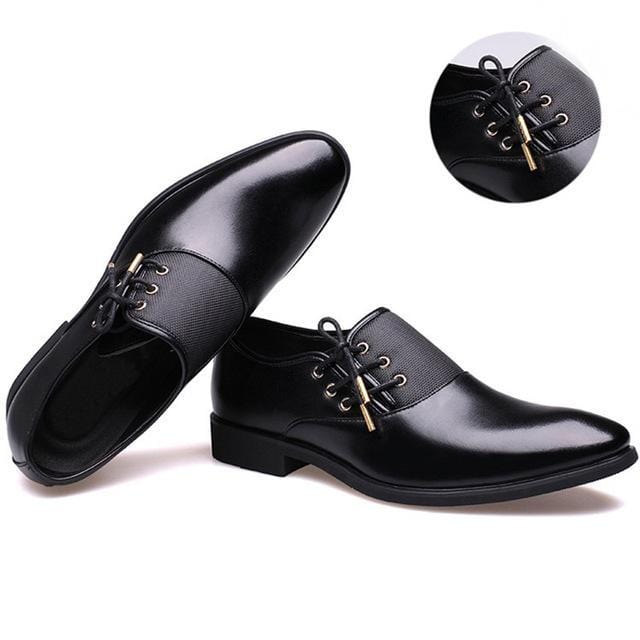 Formal Shoes Classic Point Toe Business/Party Shoes Black Gold Lace / 38 - DiyosWorld