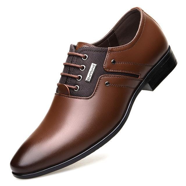 Formal Shoes Lace-up Men Business Oxford Shoes Brown / 6 - DiyosWorld