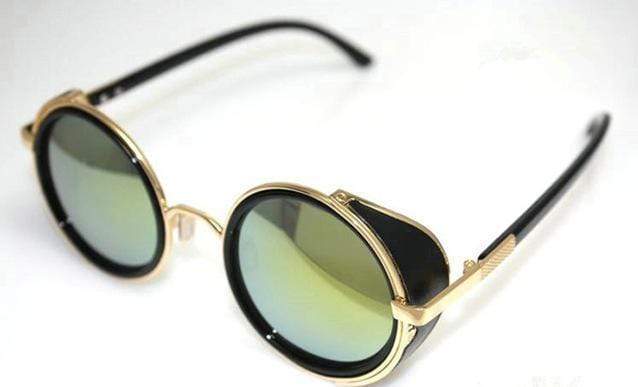 Vintage Round Sunglasses Golden Coating Green - DiyosWorld