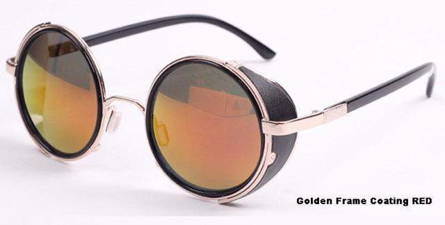 Vintage Round Sunglasses Golden Coating Red - DiyosWorld